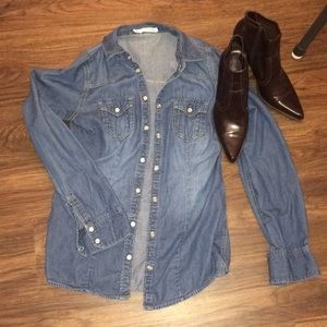 Maurices denim snap shirt